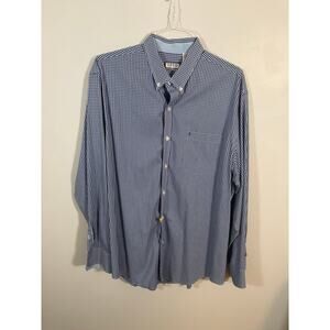 IZOD Blue Gingham Check Button Down Shirt Men’s XL Long Sleeve Casual